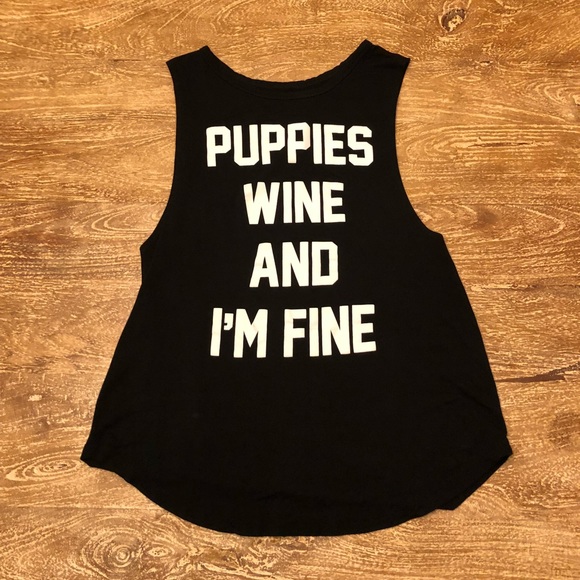puppies make me happy Tops - ❤️❤️❤️🐶Best Tee Ever 🍷 Puppies Wine and I’m Fine